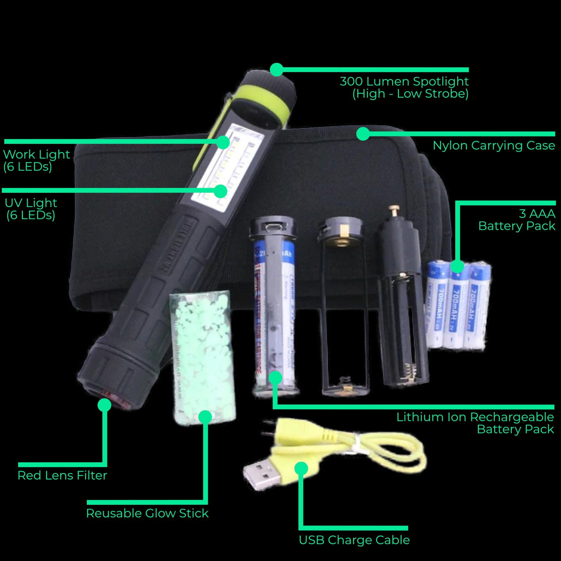 glow in the dark self charging sustainable off-grid flashlight kit